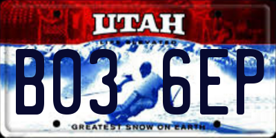 UT license plate B036EP