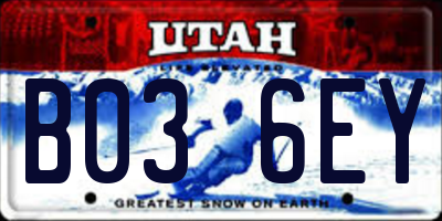 UT license plate B036EY