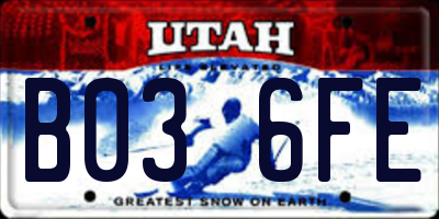 UT license plate B036FE