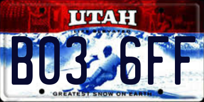 UT license plate B036FF