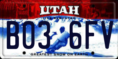 UT license plate B036FV
