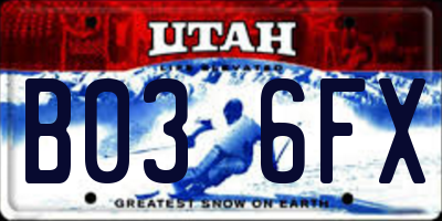UT license plate B036FX