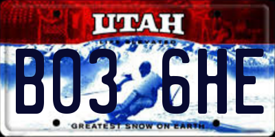 UT license plate B036HE