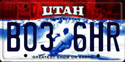 UT license plate B036HR
