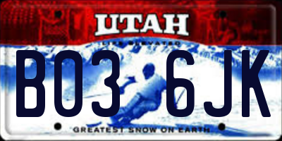 UT license plate B036JK