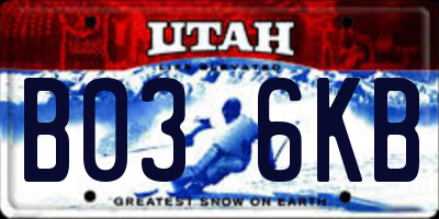 UT license plate B036KB