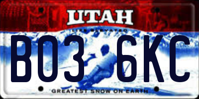 UT license plate B036KC