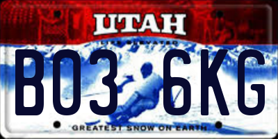 UT license plate B036KG