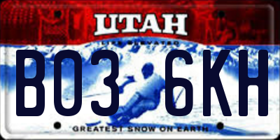 UT license plate B036KH