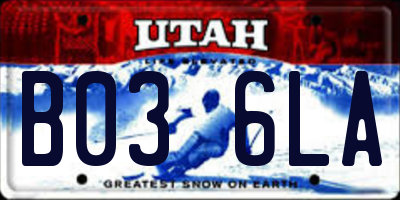 UT license plate B036LA