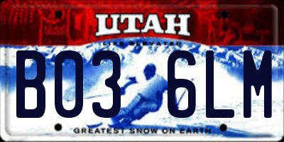 UT license plate B036LM
