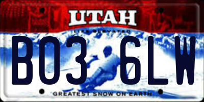 UT license plate B036LW