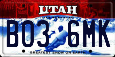 UT license plate B036MK