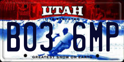 UT license plate B036MP