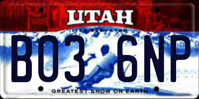 UT license plate B036NP