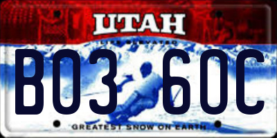 UT license plate B036OC