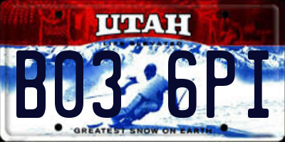 UT license plate B036PI