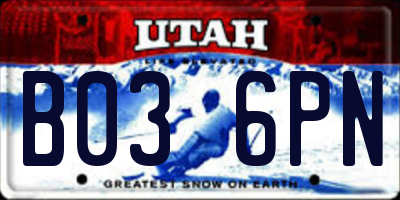 UT license plate B036PN