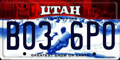UT license plate B036PO