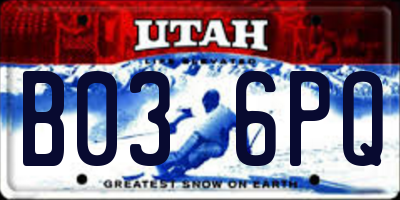 UT license plate B036PQ