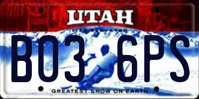 UT license plate B036PS