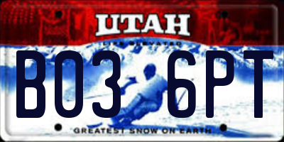 UT license plate B036PT