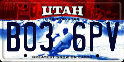UT license plate B036PV