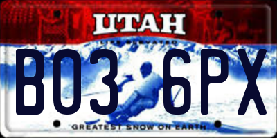 UT license plate B036PX