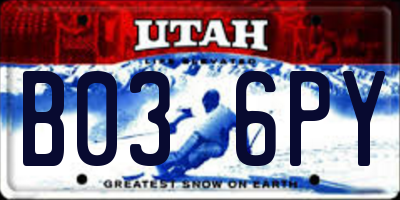 UT license plate B036PY