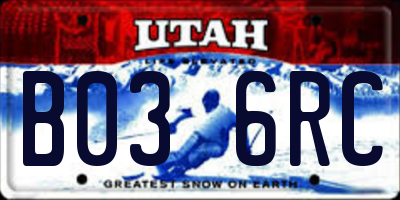 UT license plate B036RC
