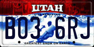 UT license plate B036RJ
