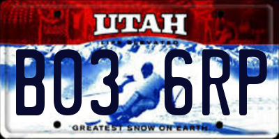 UT license plate B036RP