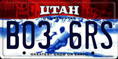UT license plate B036RS