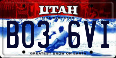 UT license plate B036VI