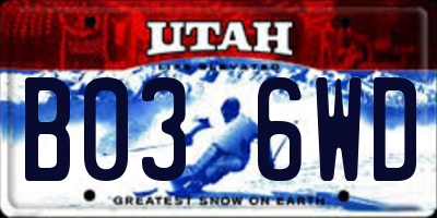 UT license plate B036WD