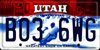 UT license plate B036WG