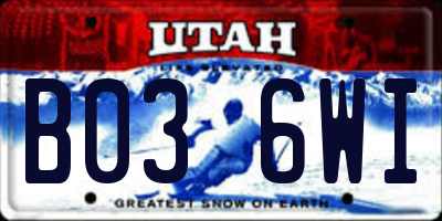 UT license plate B036WI