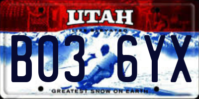 UT license plate B036YX