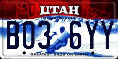 UT license plate B036YY