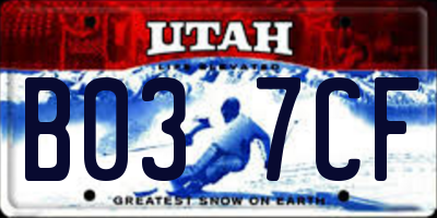 UT license plate B037CF