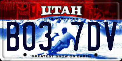UT license plate B037DV