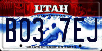 UT license plate B037EJ