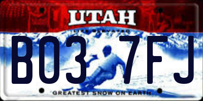 UT license plate B037FJ