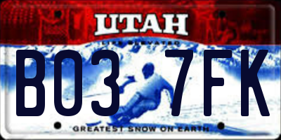 UT license plate B037FK