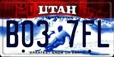 UT license plate B037FL