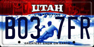 UT license plate B037FR