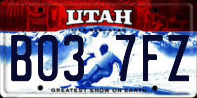 UT license plate B037FZ