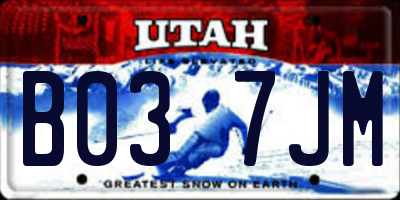 UT license plate B037JM