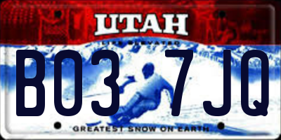 UT license plate B037JQ