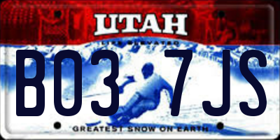 UT license plate B037JS